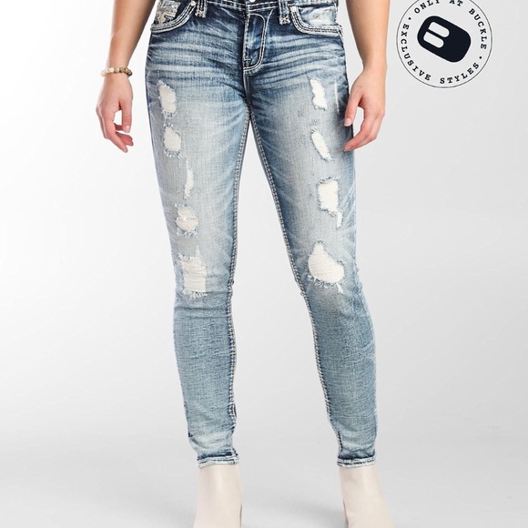 Rock Revival Blue Straight Leg Jeans with Decorative Stitching NWOT - Picture 2 of 8